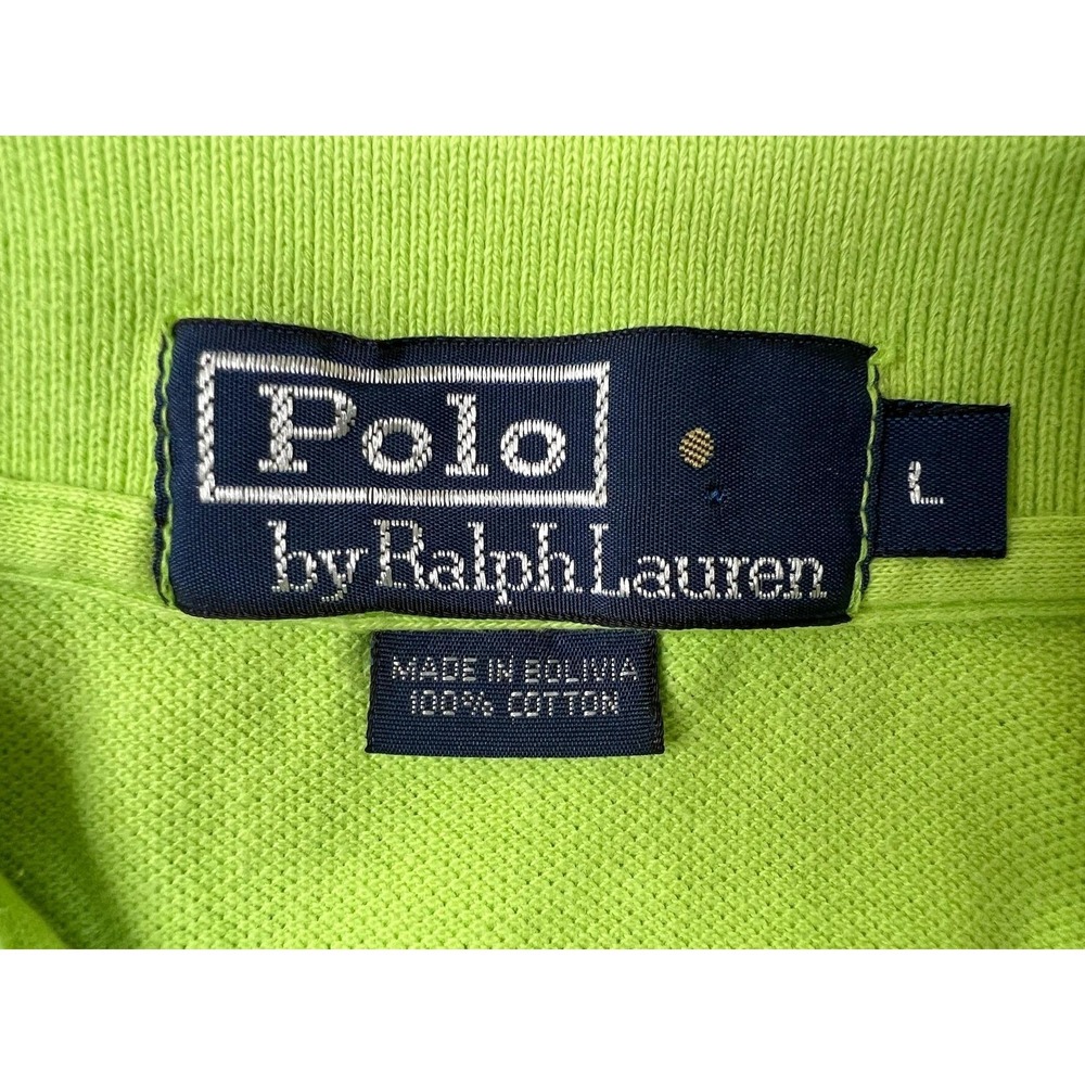 Polo Ralph Lauren Polo Shirt Mens Large Green 100% Cotton Pique Pony Logo - Picture 5 of 8